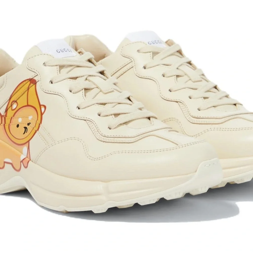 Brand New Gucci(WMNS) Gucci Kawaii Rhyton Leather Sneakers 'Cream White' Size 10